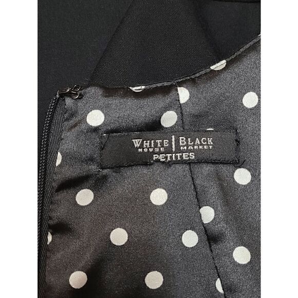 🖤 WHITE HOUSE BLACK MARKET Black Sleeveless Peplum Flippy Hem Sheath Dress - Picture 9 of 16